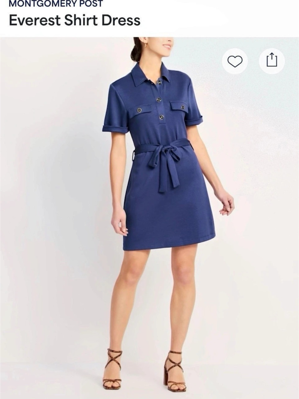 Montgomery Port Everest Shirt Dress Mini Shirt Dress in Blue Size Large Like New